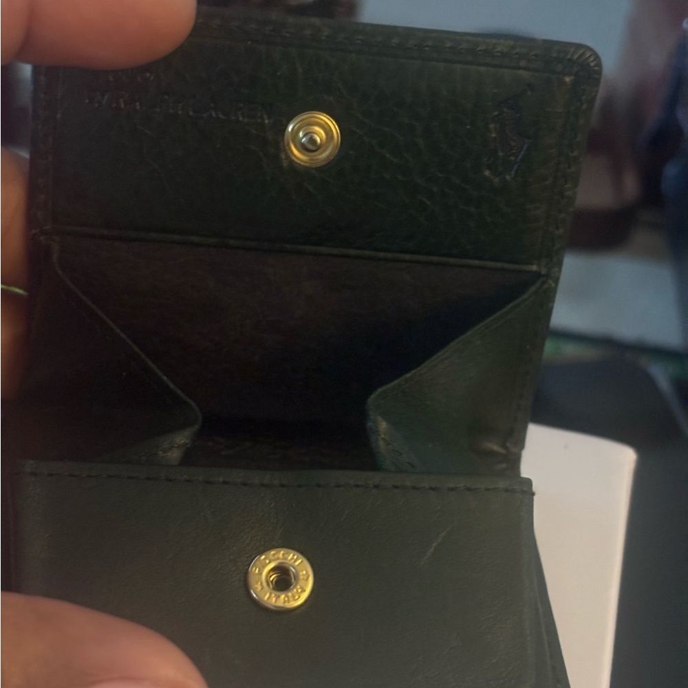 Vintage Ralph Lauren Green Leather Coin Wallet